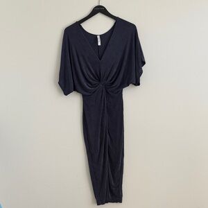 Elegant Blue Twist Front Dress